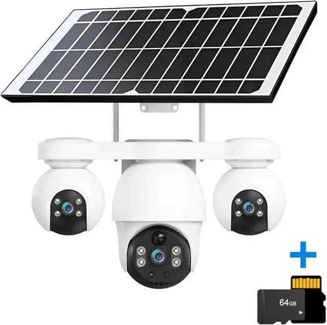 Alt view image 2 of 7 - V380 Pro 8MP 4K 3 Lenses Solar WiFi Outdoor IP Camera