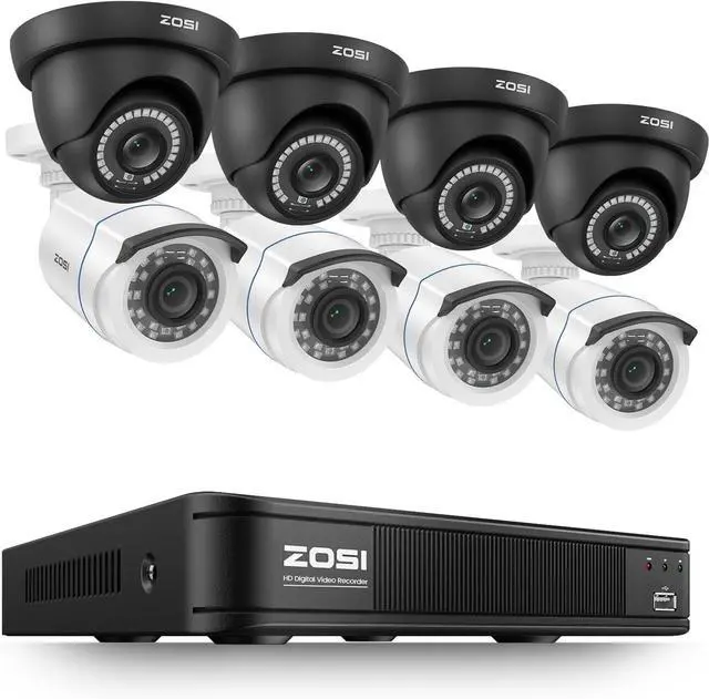 Main image of ZOSI 1080P H.265+ Home Security Camera System, 8CH 5MP-Lite Surveillance DVR, 8 x 1080p Weatherproof CCTV Dome Bullet Camera Outdoor, 80ft Night Vision, Remote Access, 90° View Angle, No Hard Drive