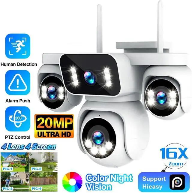 Alt view image 2 of 2 - 20MP 10K Four Screens WiFi Security Camera Outdoor Four Lens 360° PTZ 16X Zoom Auto Tracking CCTV Wireless Surveillance IP Cam