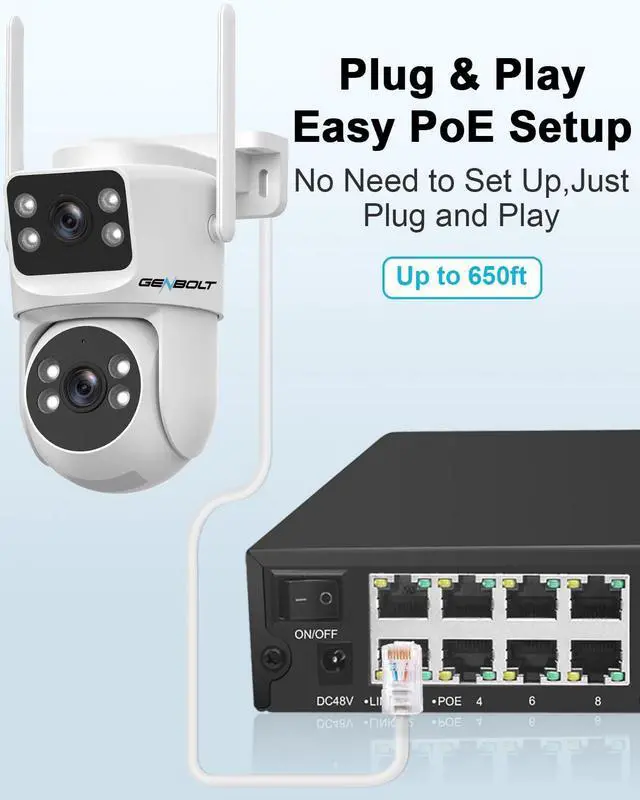 Alt view image 2 of 6 - GENBOLT Dual Lens PoE Camera + 4K NVR