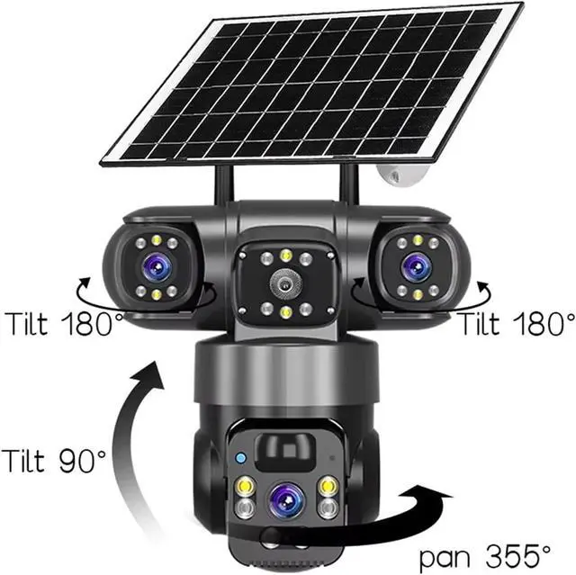 Alt view image 5 of 7 - V380 6K Triple Screen 4G WiFi Solar PTZ Battery Outdoor Security CCTV Camer