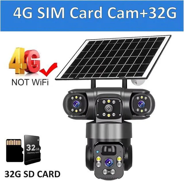 Alt view image 2 of 7 - V380 6K Triple Screen 4G WiFi Solar PTZ Battery Outdoor Security CCTV Camer
