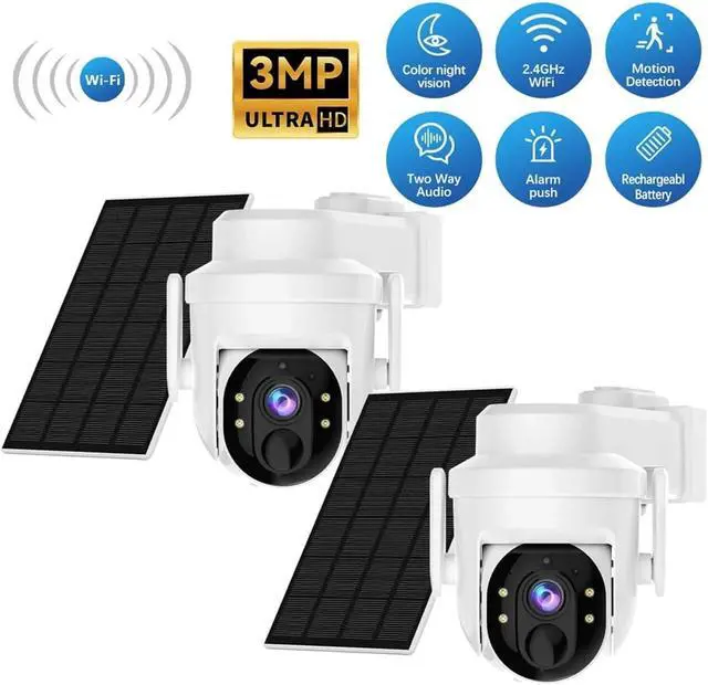 Alt view image 2 of 7 - WiFi PTZ Solar Outdoor 3MP IP65 Home Security Surveillance Camera