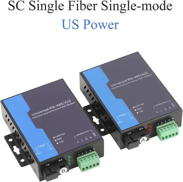 Alt view image 2 of 7 - RS485 Serial to Ethernet Converter Data Optical Transceiver SC Single-Mode Fiber Media Converter Adapter, A Pair
