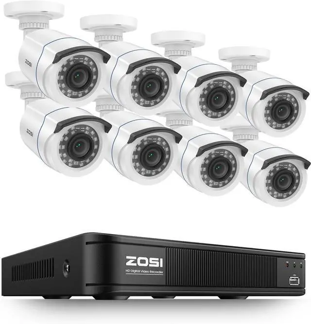 Main image of ZOSI H.265+ 1080p Security Camera System, 5MP-Lite 8CH CCTV DVR Recorder with AI Human Vehicle Detection, 8 x 1080p Weatherproof Bullet Camera Outdoor Indoor, 80ft Night Vision, Motion Alerts, No HDD