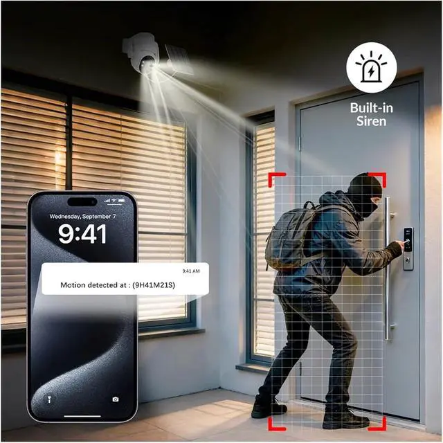 Alt view image 5 of 7 - WiFi PTZ Solar Outdoor 3MP IP65 Home Security Surveillance Camera