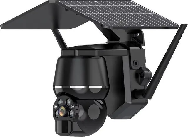 Main image of 4G Cellular Solar Powered PTZ Surveillance Camera, Wire-Free Outdoor Monitoring Cam Full Color Night Vision Support, IP66 Weatherproof Camera for Residential Yard Farm Remote Trailer Monitoring