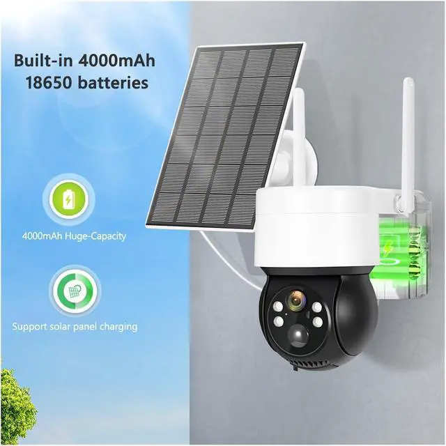Alt view image 2 of 6 - 2MP 1080P Solar PTZ Security Camera Outdoor WiFi Solar Panel Rechargeable