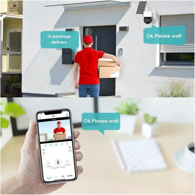 Alt view image 3 of 6 - 2MP 1080P Solar PTZ Security Camera Outdoor WiFi Solar Panel Rechargeable