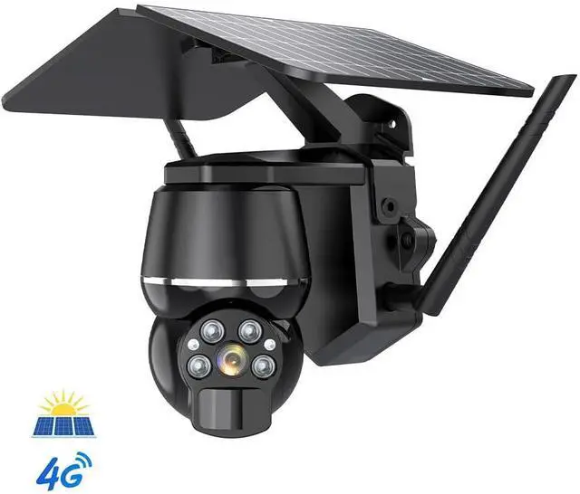 Alt view image 2 of 6 - 4G Cellular Solar Powered PTZ Surveillance Camera, Wire-Free Outdoor Monitoring Cam Full Color Night Vision Support, IP66 Weatherproof Camera for Residential Yard Farm Remote Trailer Monitoring