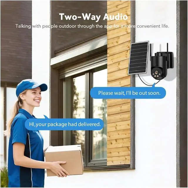Alt view image 3 of 6 - 2K 3MP AOV Solar PTZ Security Camera Outdoor WiFi Wireless Color Night Vision Built-in Battery Surveillance Cam