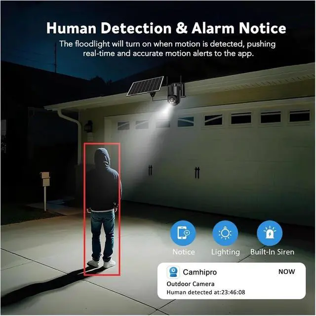 Alt view image 4 of 6 - 2K 3MP AOV Solar PTZ Security Camera Outdoor WiFi Wireless Color Night Vision Built-in Battery Surveillance Cam