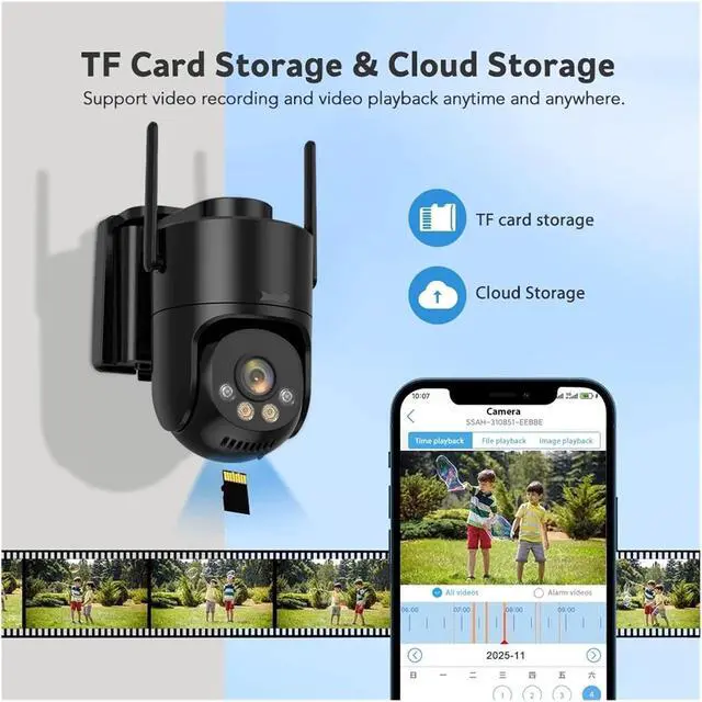 Alt view image 5 of 6 - 2K 3MP AOV Solar PTZ Security Camera Outdoor WiFi Wireless Color Night Vision Built-in Battery Surveillance Cam