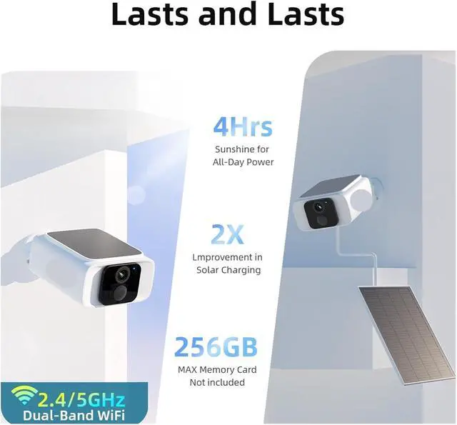 Alt view image 6 of 7 - 2K 4MP Solar Powered Wireless Outdoor Security Camera 2.4G&5GHz WiFi Surveillance Camera