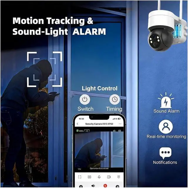 Alt view image 4 of 6 - 5MP Solar PTZ Security Camera Outdoor WiFi Wireless IP Cam Built-in Battery Long Standby Surveillance Selling Points