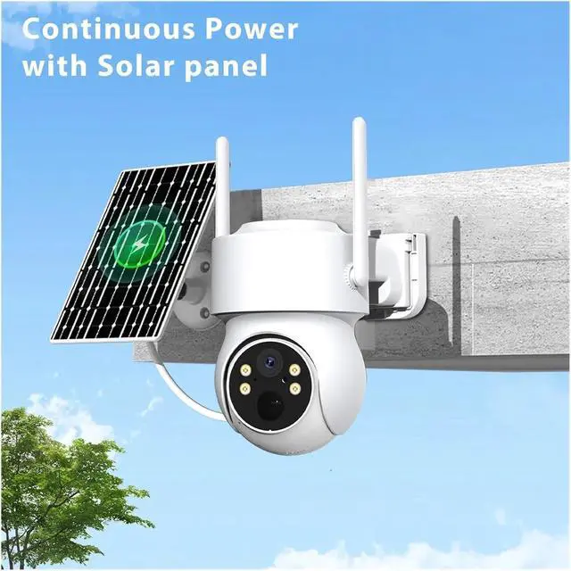 Alt view image 2 of 6 - Outdoor Solar PTZ Security Camera WiFi HD Wireless IP Cam Built-in Battery Long Standby Remote View via Mobile App