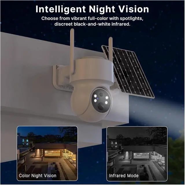 Alt view image 4 of 6 - Outdoor Solar PTZ Security Camera WiFi HD Wireless IP Cam Built-in Battery Long Standby Remote View via Mobile App