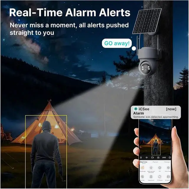 Alt view image 5 of 6 - Outdoor Solar PTZ Security Camera WiFi HD Wireless IP Cam Built-in Battery Long Standby Remote View via Mobile App