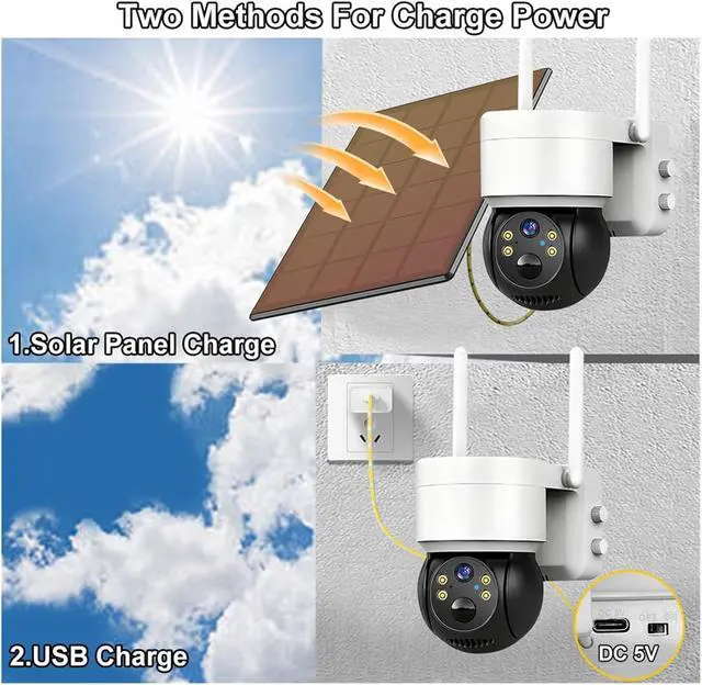 Alt view image 5 of 7 - 8MP 4K Solar PTZ Security Camera Outdoor WiFi Wireless IP Cam Built-in Battery Long Standby Surveillance