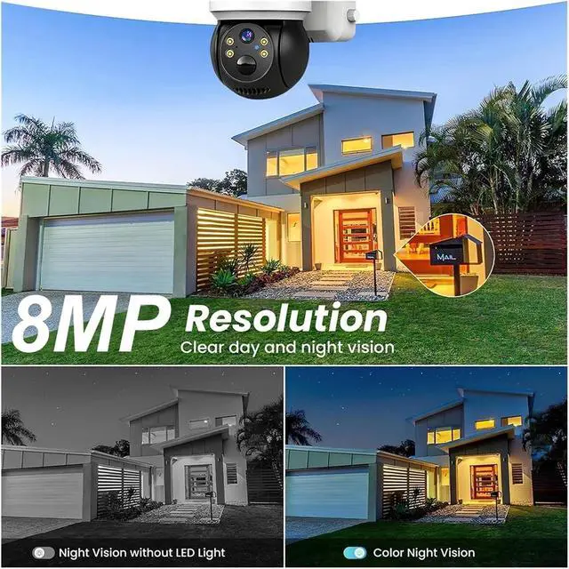 Alt view image 6 of 7 - 8MP 4K Solar PTZ Security Camera Outdoor WiFi Wireless IP Cam Built-in Battery Long Standby Surveillance