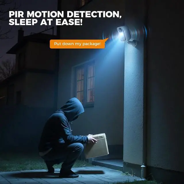 Alt view image 4 of 7 - 2K Security Cameras Wireless Outdoor - 5200mAh Battery Powered, AI Motion Detection, Color Night Vision & Two-Way Audio, IP65 Waterproof, 30-Day Free Cloud Trial, Works with iOS/Android