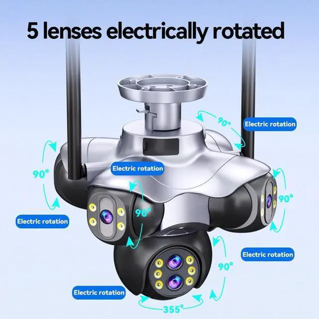 Alt view image 4 of 7 - 24MP Outdoor Pan Tilt Security Camera, 10X Zoom Surveillance Camera with Multi-Lens Wide View, 6-Motor Remote Rotation, Dual Light Night Vision, Human Detection Alert, 5-Way Sync Recording