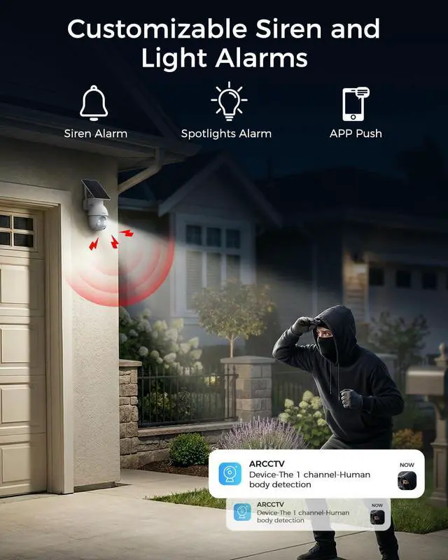 Alt view image 6 of 7 - 4MP Security Cameras System, No Subscription, 3-Cam Kit (1PCS Bullet Cam + 2PCS Dome Cam)