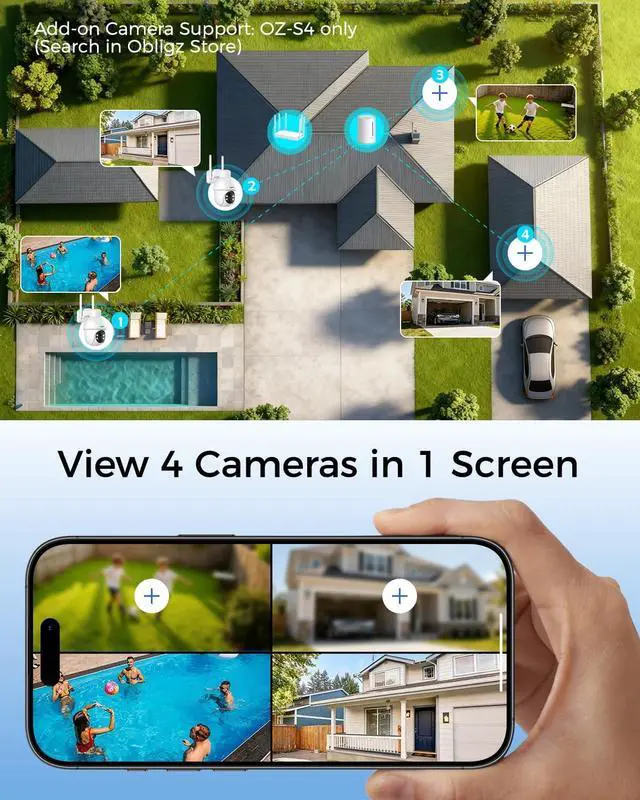 Alt view image 2 of 7 - 4MP Security Cameras Wireless Outdoor, No Subscription, 3-Cam Kit