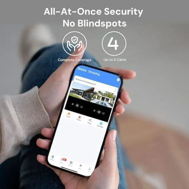 Alt view image 4 of 6 - yeewise WiFi6 Solar Security Cameras Wireless Outdoor, 2K QHD Home Security System, 4-Cam Kit, 2.4&5GHz WiFi, Color Night Vision, Local Storage, IP66 Weatherproof, Works with Alexa, No Monthly Fees