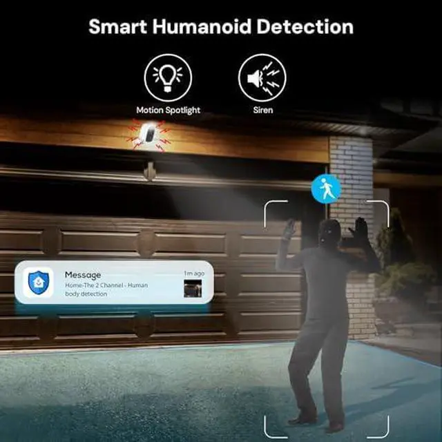 Alt view image 5 of 6 - yeewise WiFi6 Solar Security Cameras Wireless Outdoor, 2K QHD Home Security System, 4-Cam Kit, 2.4&5GHz WiFi, Color Night Vision, Local Storage, IP66 Weatherproof, Works with Alexa, No Monthly Fees