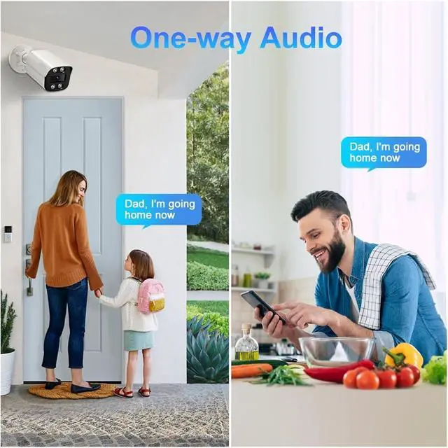 Alt view image 2 of 5 - 4K 8MP IP Camera Audio Outdoor POE H.265 Metal Bullet Home Color Night Vision Surveillance Camera