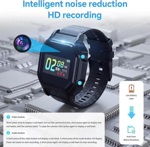 Alt view image 3 of 7 - 1080P Mini Wrist Camera Watch! Portable & Wearable. 64GB Storage. Ideal for Indoor/Outdoor Home & Office Security Surveillance.