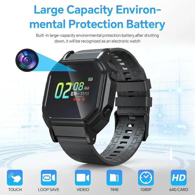 Alt view image 5 of 7 - 1080P Mini Wrist Camera Watch! Portable & Wearable. 64GB Storage. Ideal for Indoor/Outdoor Home & Office Security Surveillance.