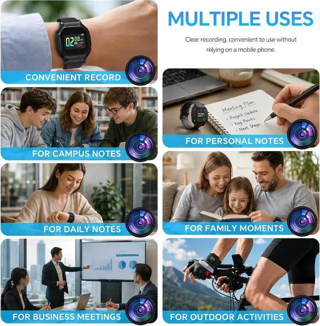 Alt view image 4 of 7 - 1080P Mini Wrist Camera Watch! Portable & Wearable. 64GB Storage. Ideal for Indoor/Outdoor Home & Office Security Surveillance.