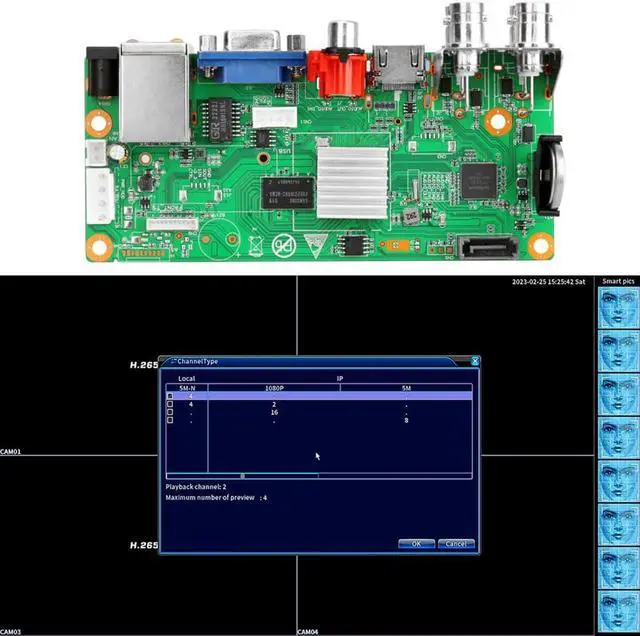Alt view image 6 of 7 - 265X 4CH 1080P IP DVR Board XMEYE NVR 4 Channels 6 in 1 AHD TVI CVI Hybrid DVR Recorder Board for CCTV System