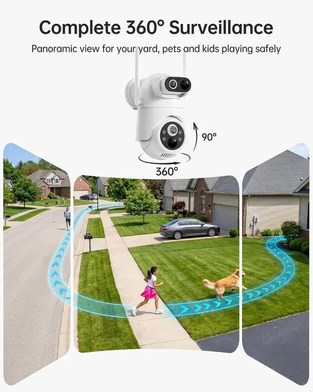 Alt view image 5 of 7 - Solar Security Camera Wireless Outdoor Dual-Lens 2K Cameras for Home Color Night Vision PIR AI Human Motion Detection