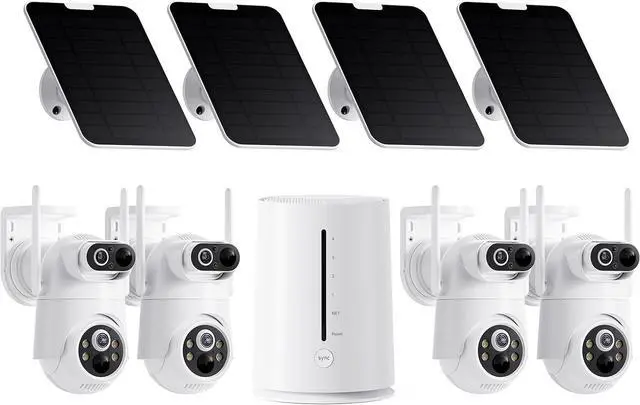 Main image of Solar Security Camera Wireless Outdoor Dual-Lens 2K Cameras System for Home Color Night Vision 32GB Local Storage PIR AI Human Detection No Subscription Fee 4Pack