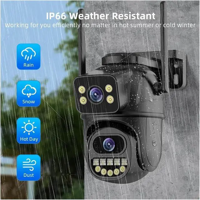 Alt view image 3 of 6 - 4K 8MP WiFi Surveillance Camera, Dual Lens, 4X Digital Zoom, AI Human Detect, Outdoor Security PTZ IP Cameras