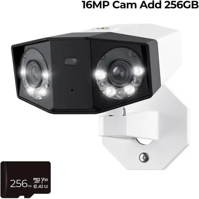 Alt view image 2 of 6 - 4K UHD Dual-Lens Security Camera 16MP Duo Series PoE IP Camera 180° Panoramic View Home Video Surveillance Cameras
