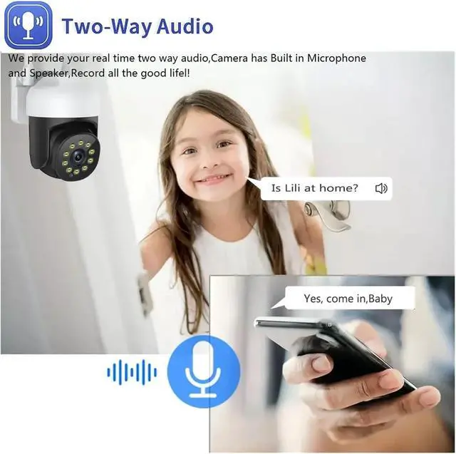 Alt view image 2 of 6 - 5MP WiFi IP Camera Color Night Vision Outdoor Auto Tracking Wireless PTZ CCTV Security Surveillance Camera Smart Life Cam