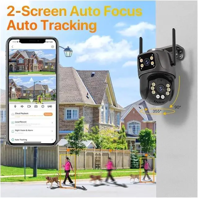 Alt view image 3 of 6 - 4K 8MP Outdoor WiFi IP Camera Dual Lens Security Camera 3K Dual Screen Human Dection Waterproof Camera PTZ Surveillance