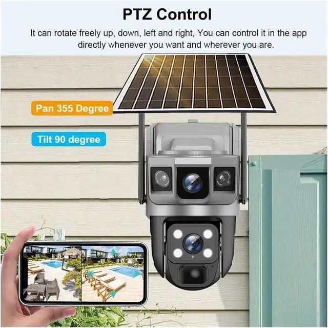 Alt view image 5 of 7 - Dual Lens Three Screens WiFi Solar Camera 12MP 10X Zoom CCTV Outdoor Automatic Tracking Humanoid Detection Support PTZ IP66 Cam
