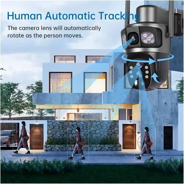 Alt view image 5 of 7 - Solar Camera 4G Sim Card 6K 12MP 10X Zoom Three Lens Outdoor Surveillance PTZ Solaire Cameras CCTV IP Security Cam V380
