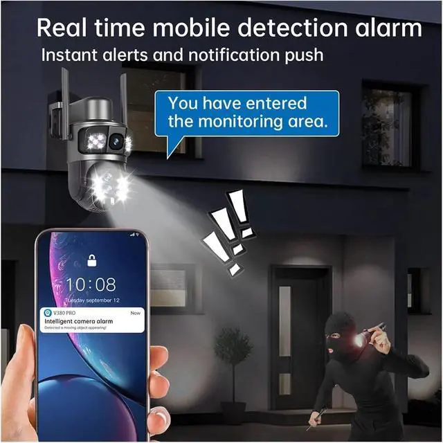 Alt view image 7 of 7 - Solar Camera 4G Sim Card 6K 12MP 10X Zoom Three Lens Outdoor Surveillance PTZ Solaire Cameras CCTV IP Security Cam V380