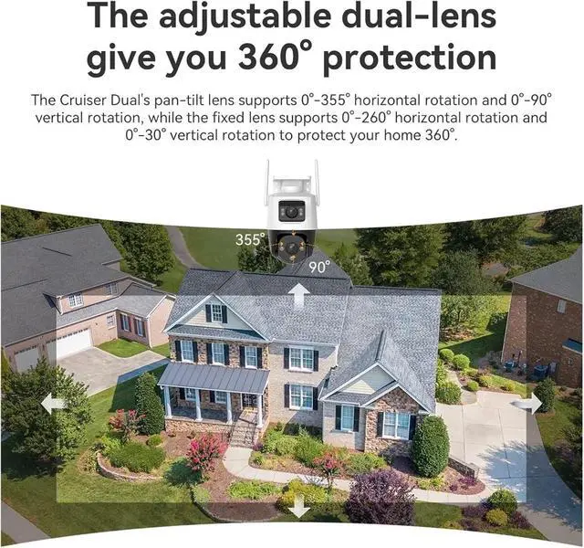 Alt view image 3 of 7 - Dual Lens Outdoor Camera PT Camera Home Security IP Camera AI Human & Vehicle Detection Surveillance Camera 10 MP