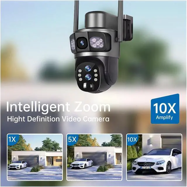 Alt view image 4 of 7 - Solar Camera 4G Sim Card 6K 12MP 10X Zoom Three Lens Outdoor Surveillance PTZ Solaire Cameras CCTV IP Security Cam V380
