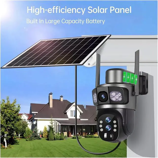 Alt view image 6 of 7 - Solar Camera 4G Sim Card 6K 12MP 10X Zoom Three Lens Outdoor Surveillance PTZ Solaire Cameras CCTV IP Security Cam V380