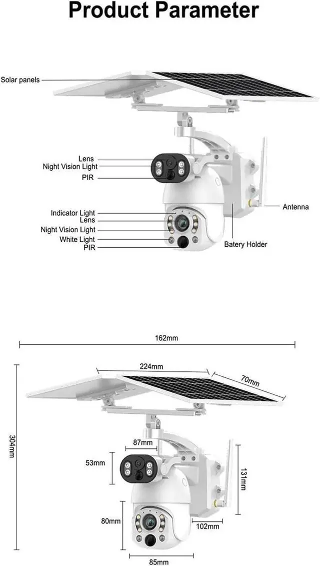 Alt view image 3 of 3 - 4g SIM HD Security Solar Camera 50X Optical Zoom Wireless Outdoor Two-Way Intercom WiFi Surveillance Camera Dual Lens
