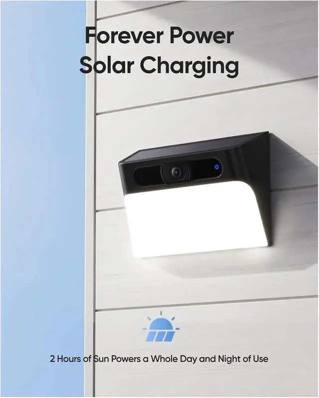 Alt view image 2 of 6 - Security Solar Wall Light Cam S120 Solar Security Camera Wireless Outdoor Camera 2K Camera Forever Power