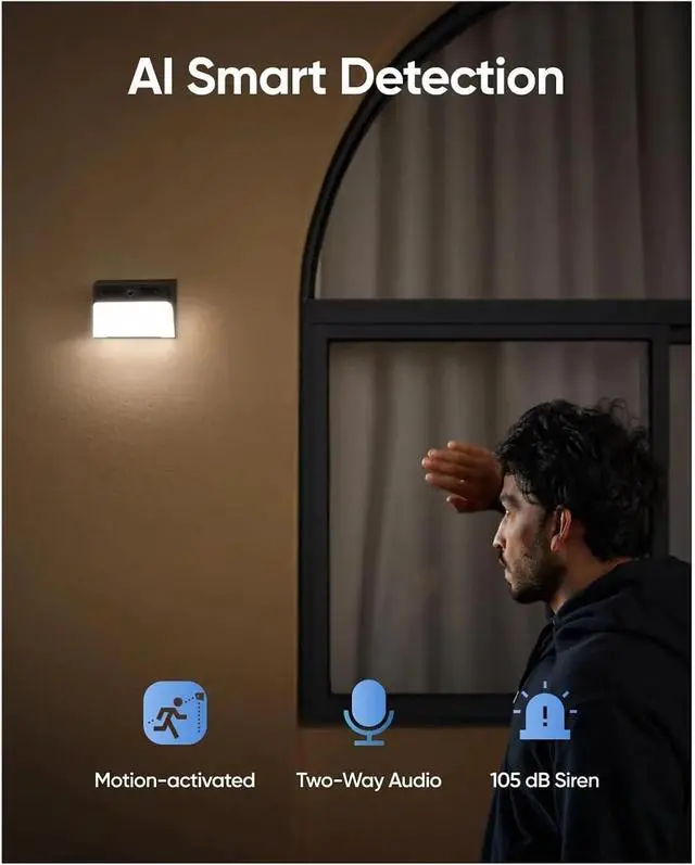 Alt view image 4 of 6 - Security Solar Wall Light Cam S120 Solar Security Camera Wireless Outdoor Camera 2K Camera Forever Power